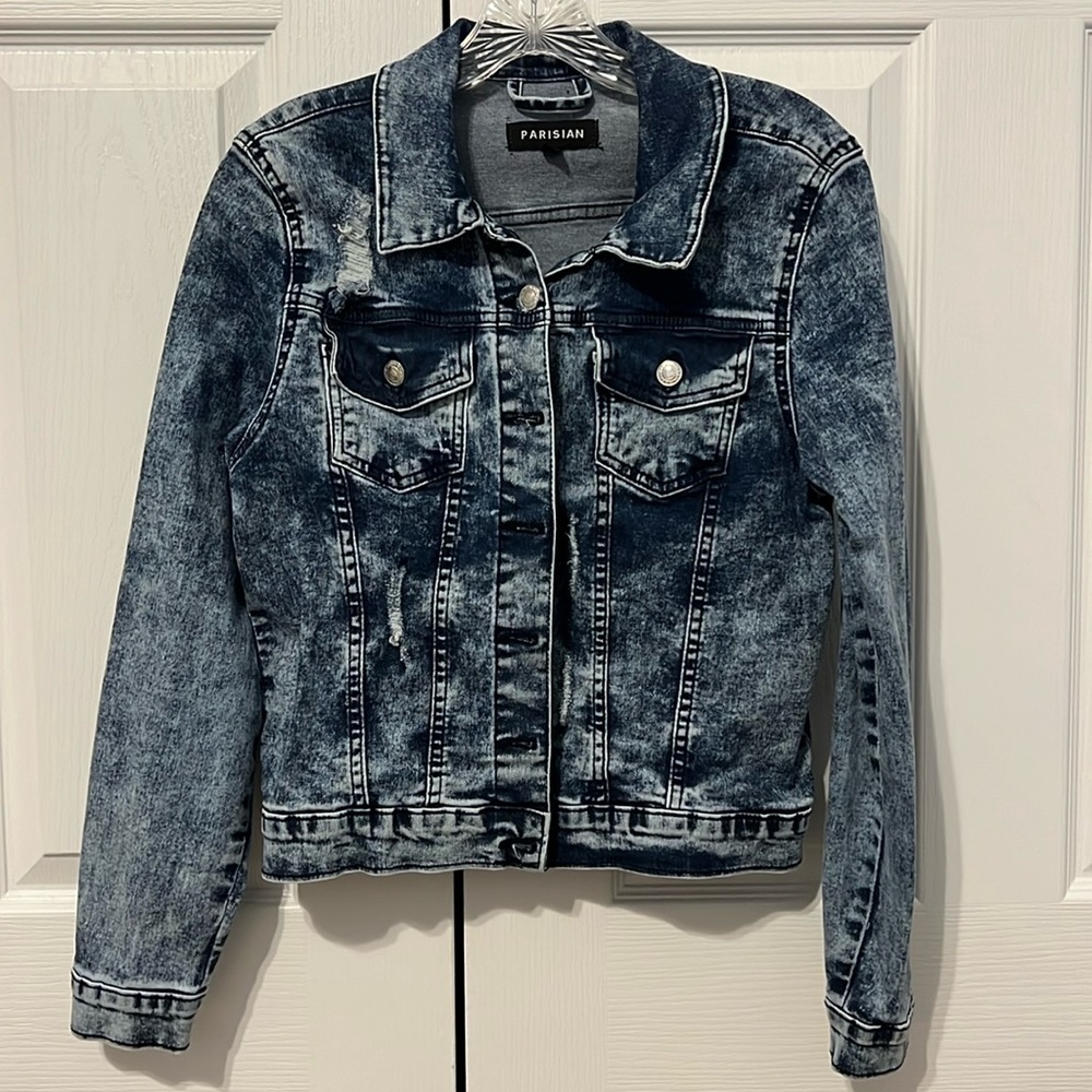 LAST CALL DONATING!! Acid Washed Distressed Denim Jean Jacket